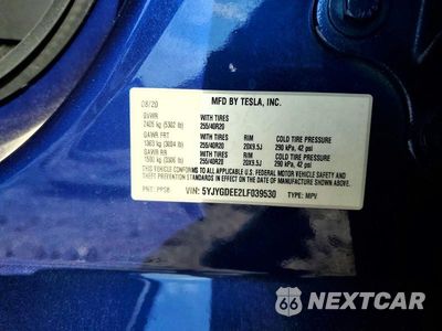 Zdjęcie 13 z 13 samochodu: 2020 TESLA MODEL Y VIN:5YJYGDEE2LF039530 - miniatura