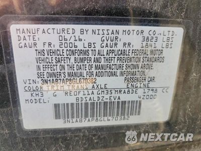 Zdjęcie 12 z 12 samochodu: 2016 NISSAN SENTRA SV VIN:3N1AB7AP8GL670382 - miniatura