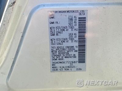 Zdjęcie 14 z 14 samochodu: 2014 NISSAN PATHFINDER S VIN:5N1AR2MN3EC722687 - miniatura
