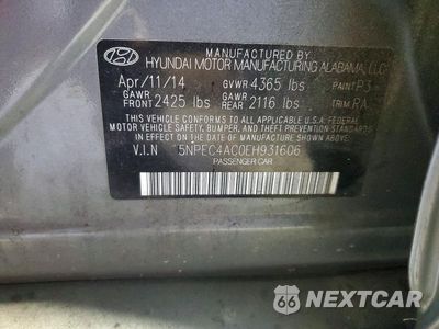 Zdjęcie 12 z 12 samochodu: 2014 HYUNDAI SONATA SE VIN:5NPEC4AC0EH931606 - miniatura