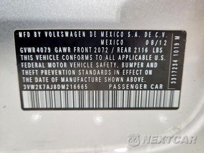 Zdjęcie 12 z 12 samochodu: 2013 VOLKSWAGEN JETTA BASE VIN:3VW2K7AJ8DM216665 - miniatura