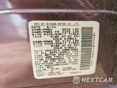 Zdjęcie 12 z 12 samochodu: 2010 NISSAN ROGUE S VIN:JN8AS5MV0AW611893 - miniatura