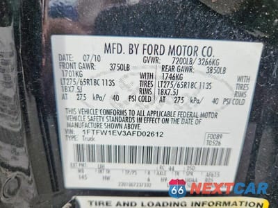Zdjęcie 12 z 12 samochodu: 2010 FORD F150 SUPERCREW VIN:1FTFW1EV3AFD02612 - miniatura