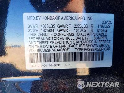 Zdjęcie 12 z 12 samochodu: 2020 ACURA ILX PREMIUM VIN:19UDE2F74LA005057 - miniatura