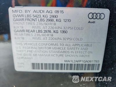 Zdjęcie 13 z 13 samochodu: 2016 AUDI Q5 PREMIUM PLUS VIN:WA1L2AFP1GA061793 - miniatura