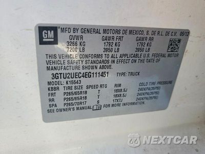 Zdjęcie 12 z 12 samochodu: 2014 GMC SIERRA K1500 SLE VIN:3GTU2UEC4EG111451 - miniatura