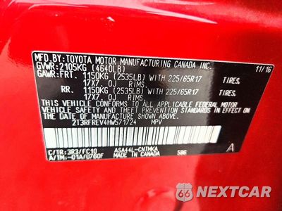 Zdjęcie 13 z 13 samochodu: 2017 TOYOTA RAV4 XLE VIN:2T3RFREV4HW571724 - miniatura