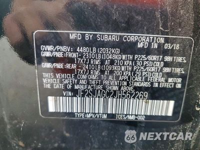 Zdjęcie 13 z 13 samochodu: 2018 SUBARU FORESTER 2.5I PREMIUM VIN:JF2SJAGC2JH562269 - miniatura