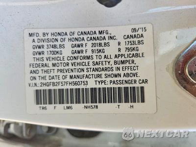Zdjęcie 12 z 12 samochodu: 2015 HONDA CIVIC LX VIN:2HGFB2F57FH560753 - miniatura