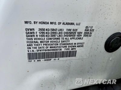 Zdjęcie 13 z 13 samochodu: 2017 HONDA PILOT VIN:5FNYF6H94HB030736 - miniatura