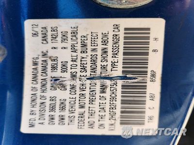 Zdjęcie 12 z 12 samochodu: 2012 HONDA CIVIC LX VIN:2HGFB2F59CH575881 - miniatura