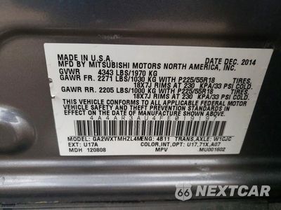 Zdjęcie 13 z 13 samochodu: 2015 MITSUBISHI OUTLANDER SPORT ES VIN:4A4AR3AU4FE019197 - miniatura