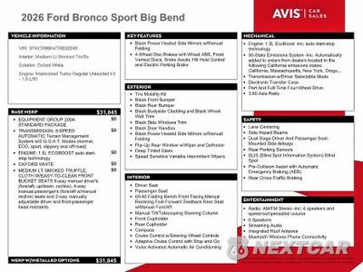 Zdjęcie 13 z 14 samochodu: 2026 FORD BRONCO SPORT BIG BEND VIN:3FMCR9BN4TRE02040 - miniatura