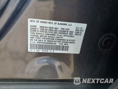 Zdjęcie 13 z 13 samochodu: 2019 HONDA PILOT EXL VIN:5FNYF6H58KB053439 - miniatura