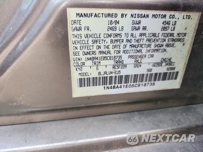 Zdjęcie 12 z 12 samochodu: 2005 NISSAN MAXIMA 3.5 SE VIN:1N4BA41E05C818735 - miniatura