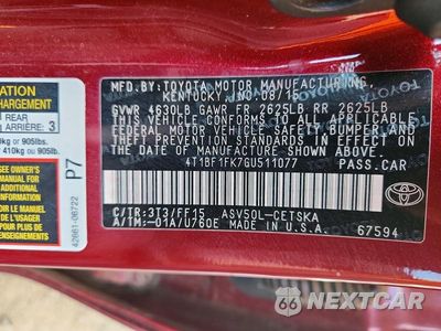 Zdjęcie 12 z 12 samochodu: 2016 TOYOTA CAMRY SE VIN:4T1BF1FK7GU511077 - miniatura