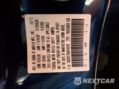 Zdjęcie 12 z 12 samochodu: 2013 HONDA ACCORD LX VIN:1HGCR2F39DA049246 - miniatura