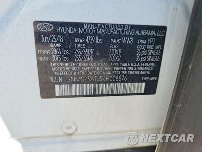 Zdjęcie 13 z 13 samochodu: 2019 HYUNDAI SANTA FE SE VIN:5NMS23AD3KH008876 - miniatura