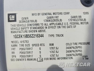 Zdjęcie 13 z 13 samochodu: 2006 CHEVROLET SILVERADO K1500 VIN:1GCEK19B56Z216344 - miniatura