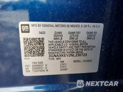 Zdjęcie 13 z 13 samochodu: 2022 CHEVROLET EQUINOX LT VIN:3GNAXKEV2NL230723 - miniatura