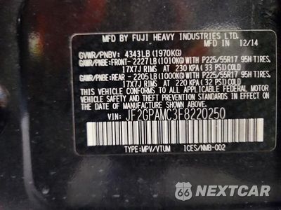 Zdjęcie 12 z 12 samochodu: 2015 SUBARU XV CROSSTREK 2.0 LIMITED VIN:JF2GPAMC3F8220250 - miniatura