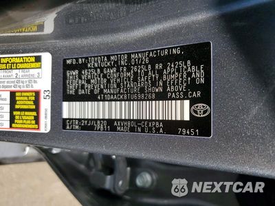 Zdjęcie 12 z 12 samochodu: 2026 TOYOTA CAMRY XSE VIN:4T1DAACK8TU698268 - miniatura