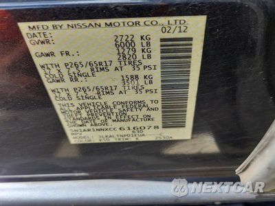 Zdjęcie 14 z 14 samochodu: 2012 NISSAN PATHFINDER S VIN:5N1AR1NNXCC616078 - miniatura