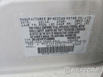 Zdjęcie 13 z 13 samochodu: 2015 NISSAN SENTRA SV VIN:3N1AB7AP1FL686955 - miniatura