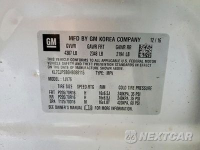 Zdjęcie 13 z 13 samochodu: 2017 CHEVROLET TRAX 1LT VIN:KL7CJPSB6HB088115 - miniatura