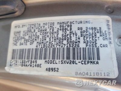 Zdjęcie 12 z 12 samochodu: 2000 TOYOTA CAMRY LE VIN:4T1BG22K7YU715226 - miniatura