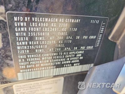Zdjęcie 12 z 12 samochodu: 2013 VOLKSWAGEN TIGUAN S VIN:WVGBV3AX5DW566452 - miniatura