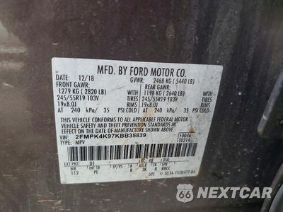 Zdjęcie 12 z 12 samochodu: 2019 FORD EDGE TITANIUM VIN:2FMPK4K97KBB35839 - miniatura