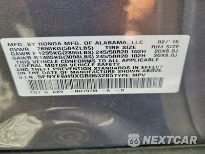 Zdjęcie 13 z 13 samochodu: 2016 HONDA PILOT TOURING VIN:5FNYF6H9XGB063285 - miniatura