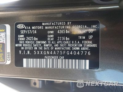 Zdjęcie 12 z 12 samochodu: 2015 KIA OPTIMA EX VIN:5XXGN4A75FG404776 - miniatura