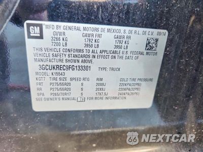 Zdjęcie 13 z 13 samochodu: 2015 CHEVROLET SILVERADO K1500 LT VIN:3GCUKREC9FG133301 - miniatura