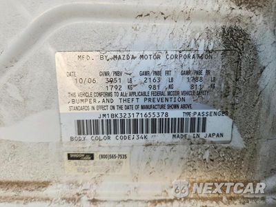 Zdjęcie 12 z 12 samochodu: 2007 MAZDA 3 S VIN:JM1BK323171655378 - miniatura