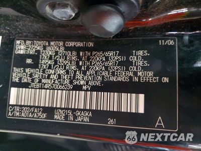 Zdjęcie 13 z 13 samochodu: 2007 TOYOTA 4RUNNER SR5 VIN:JTEBT14R570066239 - miniatura