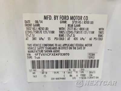 Zdjęcie 12 z 12 samochodu: 2014 FORD F150 SUPER CAB VIN:1FTVX1CFXEKF53970 - miniatura