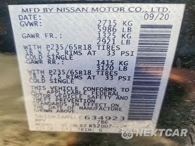 Zdjęcie 14 z 14 samochodu: 2020 NISSAN PATHFINDER S VIN:5N1DR2AM1LC634923 - miniatura