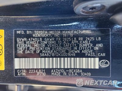Zdjęcie 12 z 12 samochodu: 2019 LEXUS ES 300H VIN:58AB21B12KU001648 - miniatura