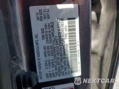 Zdjęcie 14 z 14 samochodu: 2019 HONDA CR-V EX VIN:5J6RW1H51KL007336 - miniatura