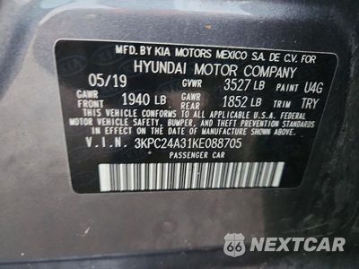 Zdjęcie 12 z 12 samochodu: 2019 HYUNDAI ACCENT SE VIN:3KPC24A31KE088705 - miniatura