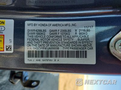 Zdjęcie 13 z 13 samochodu: 2018 HONDA ACCORD EX VIN:1HGCV1F41JA056038 - miniatura