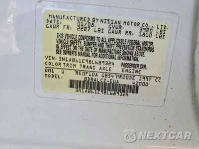 Zdjęcie 12 z 12 samochodu: 2008 NISSAN SENTRA 2.0 VIN:3N1AB61E98L689324 - miniatura