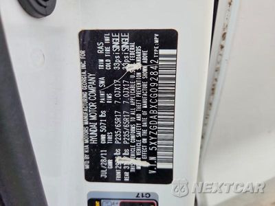 Zdjęcie 13 z 13 samochodu: 2012 HYUNDAI SANTA FE GLS VIN:5XYZGDABXCG092842 - miniatura