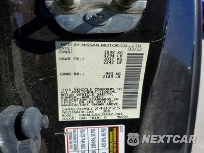 Zdjęcie 12 z 12 samochodu: 2012 NISSAN ALTIMA 2.5 S VIN:1N4AL2EP6CC240725 - miniatura