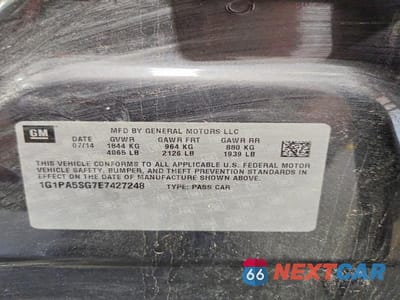Zdjęcie 13 z 13 samochodu: 2014 CHEVROLET CRUZE LS VIN:1G1PA5SG7E7427248 - miniatura