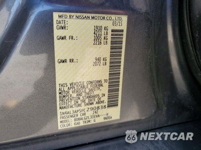 Zdjęcie 12 z 12 samochodu: 2015 NISSAN ALTIMA 2.5 S VIN:1N4AL3AP5FC290838 - miniatura
