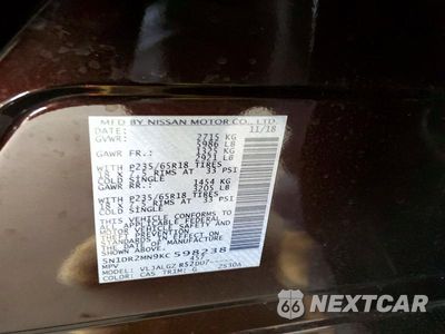 Zdjęcie 13 z 13 samochodu: 2019 NISSAN PATHFINDER SL VIN:5N1DR2MN9KC598238 - miniatura