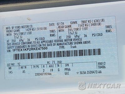 Zdjęcie 12 z 12 samochodu: 2024 FORD F150 XL VIN:1FTEX1KP2RKE47500 - miniatura